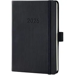 Sigel, Agenda, Wochennotiz-Kalender 2026 C2615 1W/2S schwarz 15.1x10.8cm (A6, 1 Woche / 2 Seiten)