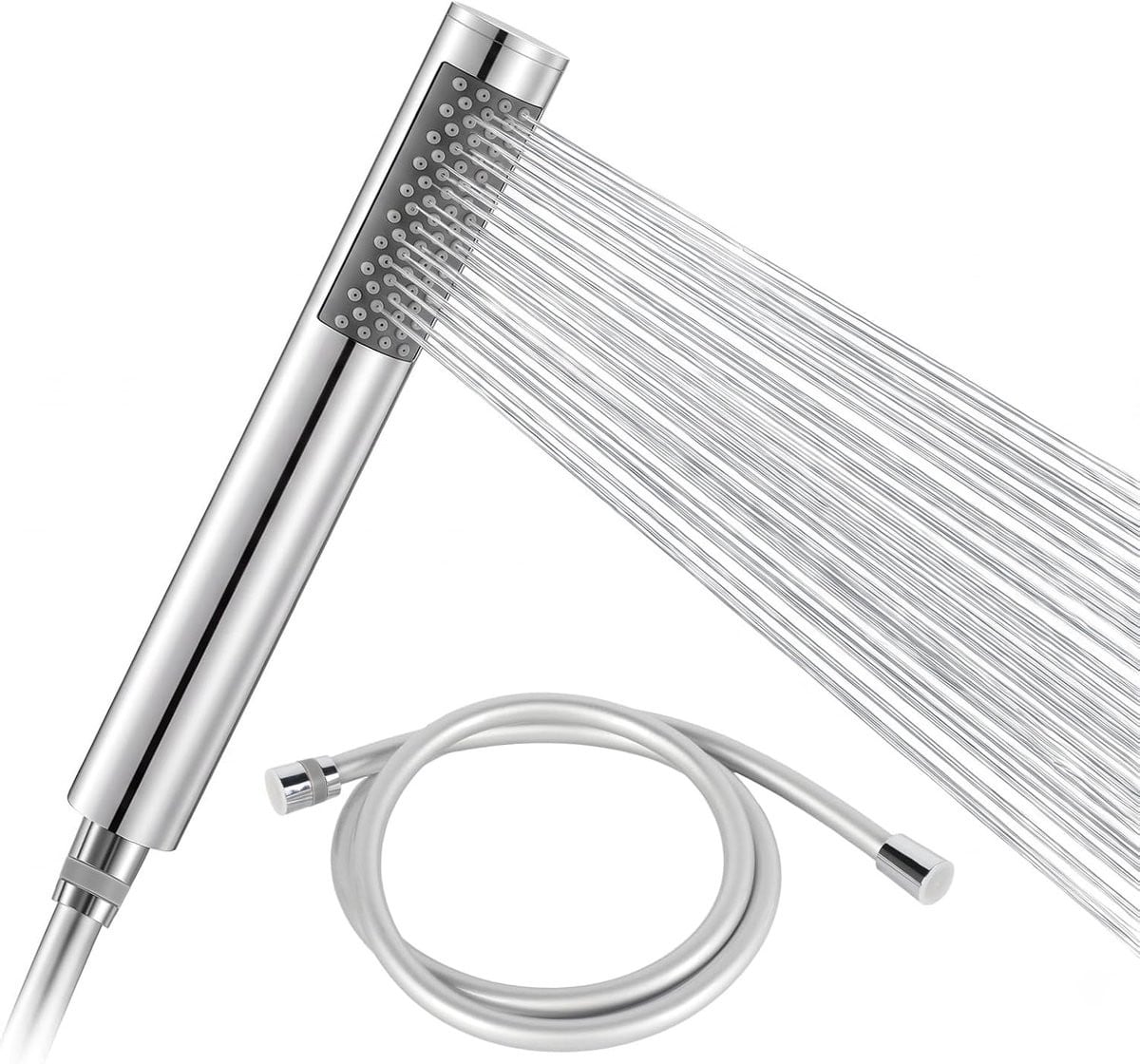 Verchroomde handdouche voor badkamer met 1,5m PVC slang in zilver
