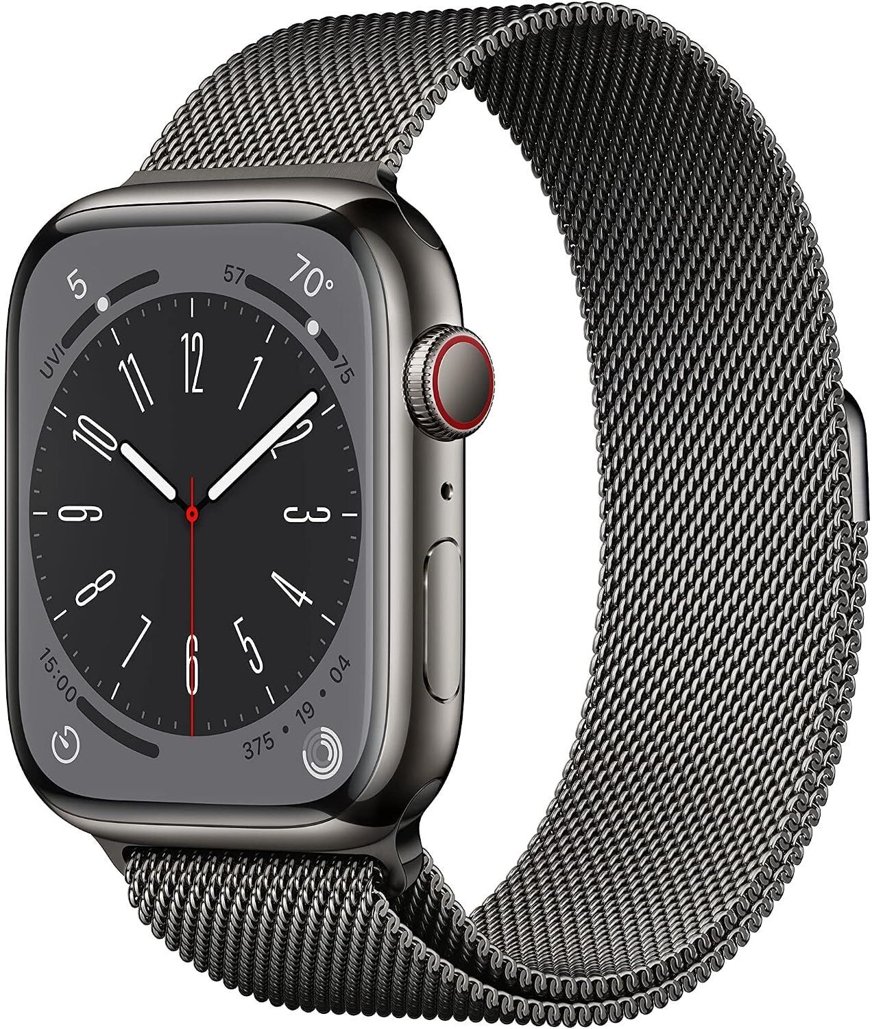 Apple Watch Series 8 (GPS + Cellular 45mm) Smart watch - Graphite Stainless Steel Case with Graphite Milanese Loop, Used - Very Good