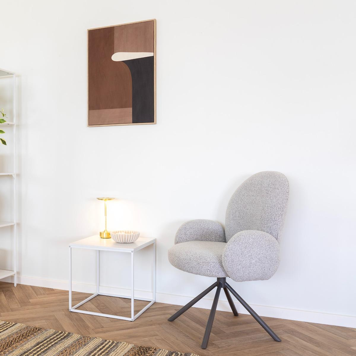 House Nordic Eetkamerstoel Lana Swivel Bouclé Zand