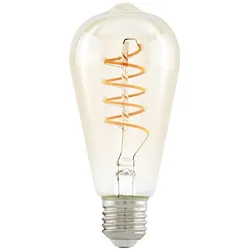 LED Leuchtmittel E27 Filament Birne Glas Retro LED Glühbirne Edison, Tropfenform amber, 4W 280lm 2200K warmweiß, DxH 6,4x14,3 cm