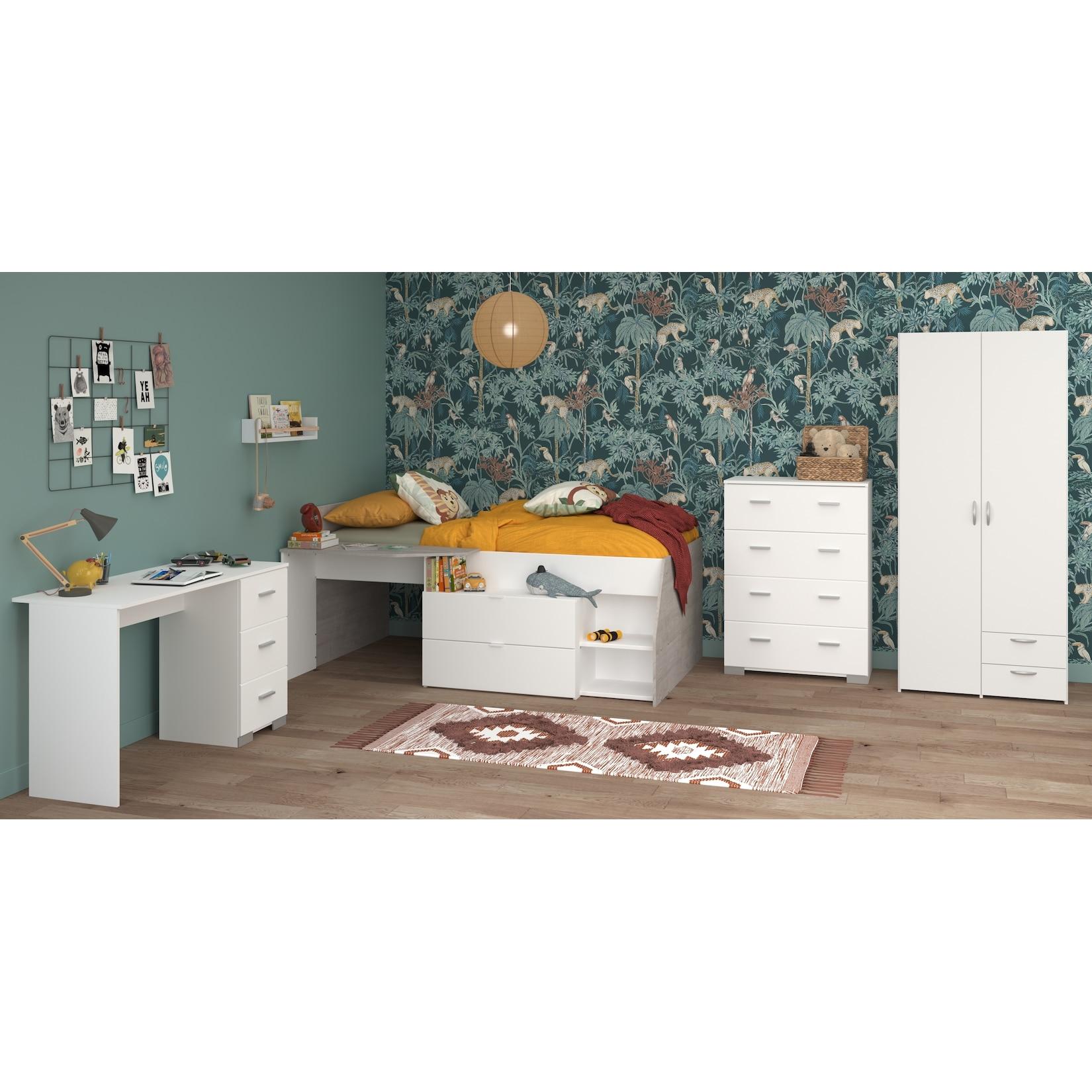 Parisot Kinderzimmer 4-teilig "Milky 11" Weiß / Grey Loft