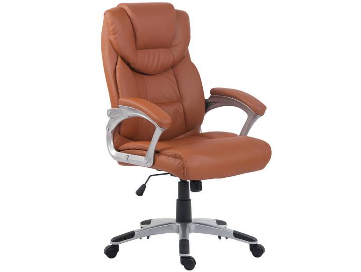 CLP Chefsessel Lederlook Hellbraun, Kunststoff, 65x109x73 cm, Büromöbel, Bürostühle, Chefsessel