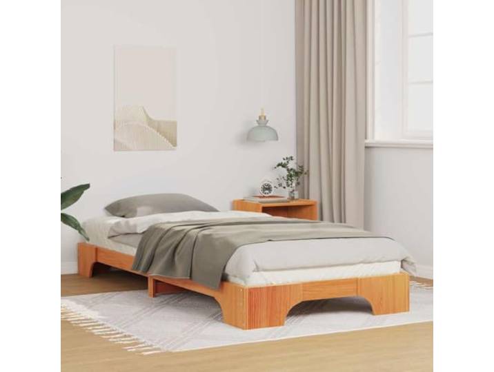 YUTAASU Bettrahmen Braun 100 x 210 cm Massives Kiefernholz Plattform-Lattenrost, Modernes Design, Pflegeleicht, Für Schlafzimmer