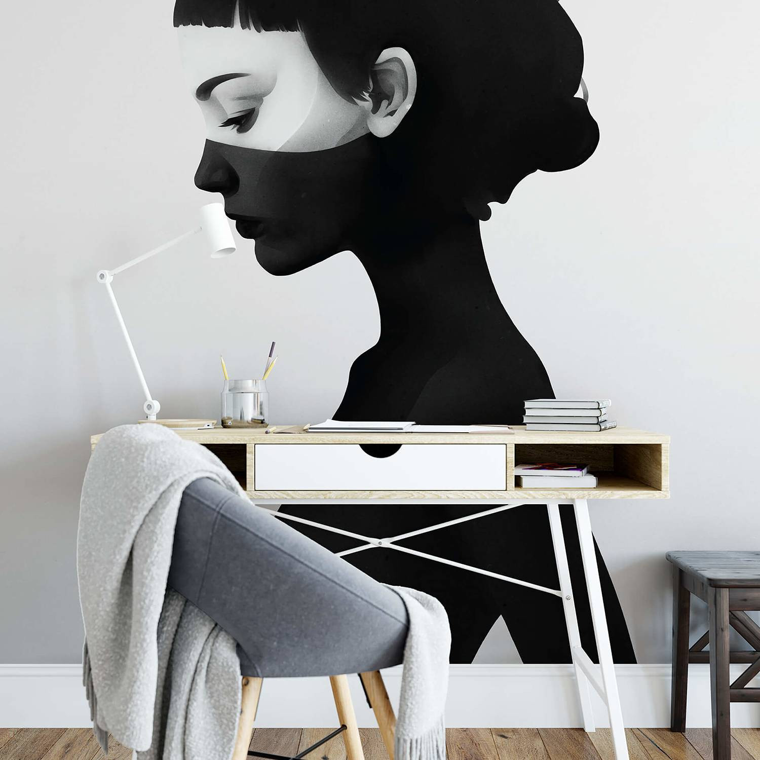 home24 Fotobehang I am not here Modern Abstract Typography Grijs Zwart 1 x 2 cm