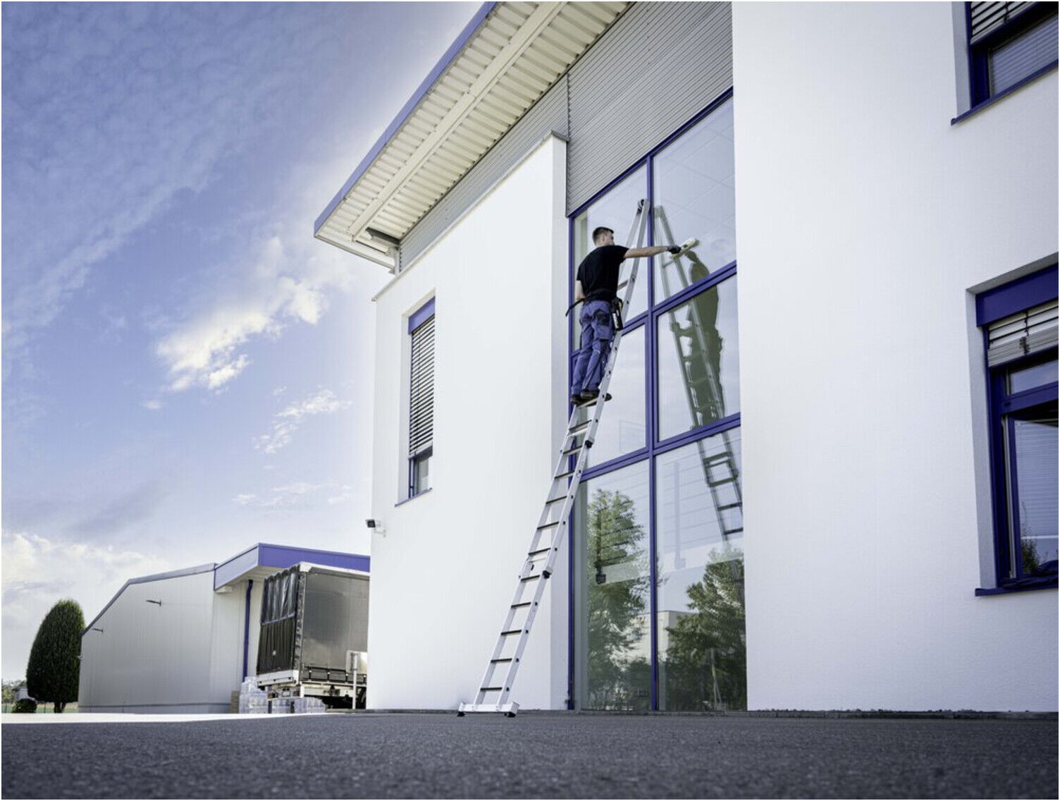 MUNK Stufen-Glasreinigerleiter Oberteil mit clip-step R 13 4 Stufen (012015)