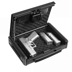 VEVOR Pistolentresor Pistolenkoffer Pistolensafe Waffentresor 3-Weg-Zugriff, für 1 Pistole, Stahlkonstruktion, Unterstützt Fingerabdruck-, Code- & Ersatzschlüsselzugriff, mit Tragegriff, Silent-Modus