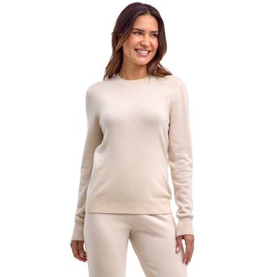 Strickpullover FALKE "Pure Cashmere", Damen, Gr. M, off, weiß (2040), Pullover Strickpullover