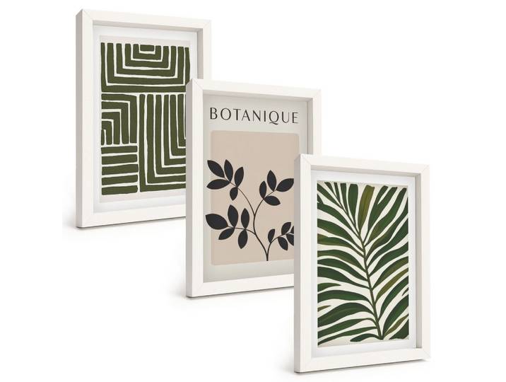 BILDER SET 3er Set - 20x30 cm Weißer Rahmen - Botanischer Boho-Minimalismus