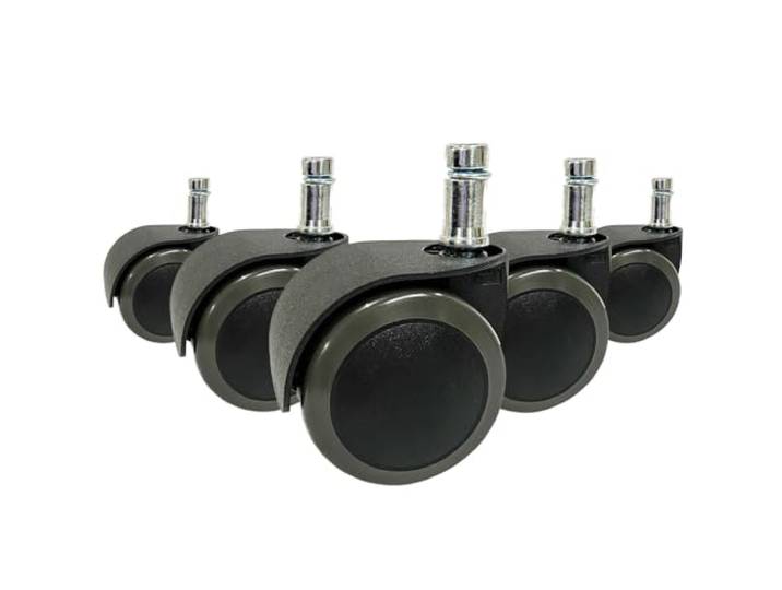 hjh OFFICE 619031 5X Hartbodenrollen ROLO Easy 11mm / 50mm Stuhlrollen Bürostuhl für Harte Böden