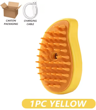 Inspire Curations SteamGroom 3 in 1 Electric Pet Steam Brush & Massage Comb yellow 1pcs