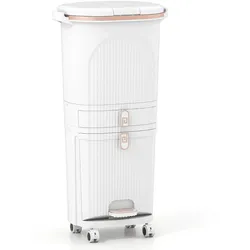 Helloshop26 - Küchenabfalleimer mit zwei 12-Liter-Eimern und einem 14-Liter-Fach einfache Sortierung modernes Design weißes PP 20_0018552
