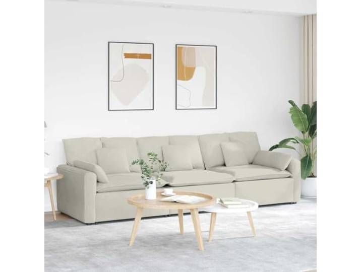 Modulares Sofa mit Kissen Cream, 3-teilig, Samtstoff mit Metallrahmen Textilene Sitzflächen, flexible Raumgestaltung, vielseitige Sitzlösung, geräumiges Design, elegante Optik