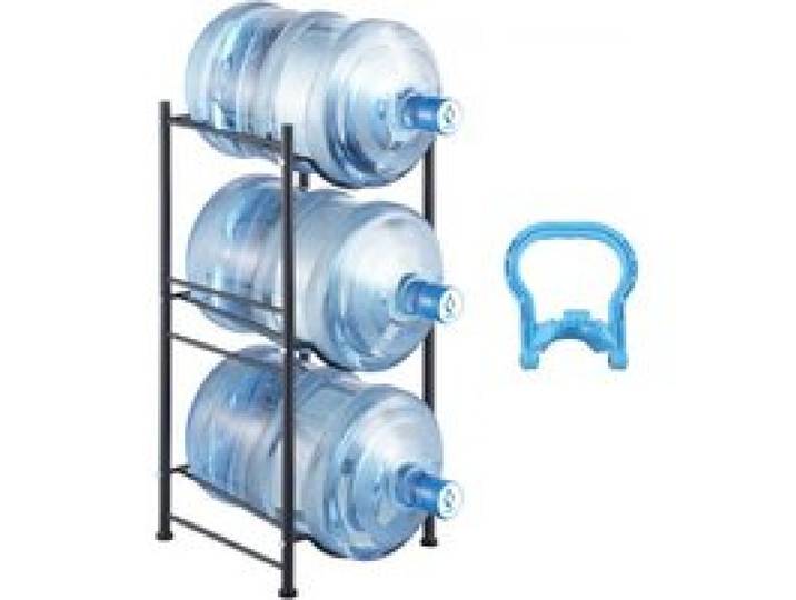 VEVOR Wasserkrughalter mit 3 Ebenen, 5-Gallonen-Wasserflaschenhalter, einreihiges Wasserflaschenregal für 3 Flaschen, robustes Wasserkrugregal für Küche, Büro, Wohnzimmer, schwarz