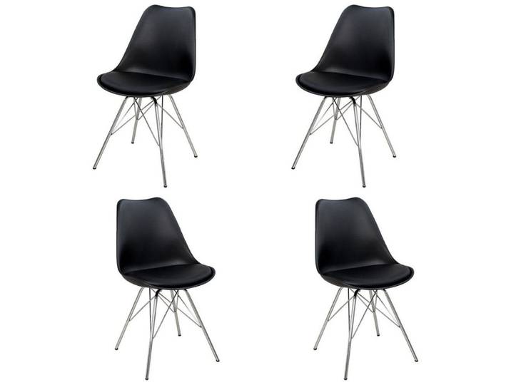 LebensWohnArt Stuhl 4er Set Design-Klassiker Stuhl NORWAY schwarz-silber