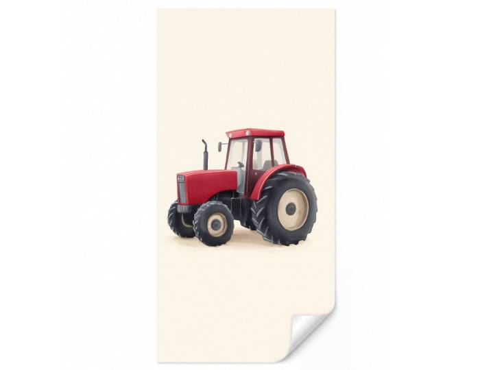 OnlyWow Kindertapete - Traktor - Minimalistisch - Illustration - Rot - 140x280 cm, Papier, Rechteckig, 140x280 cm, Tapeten & Wandverkleidungen, Vliestapeten