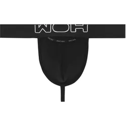 WOH Herren G-String - Sexy Fun, Basic Slip, Logo, Baumwoll-Stretch, einfarbig Schwarz / 2XL