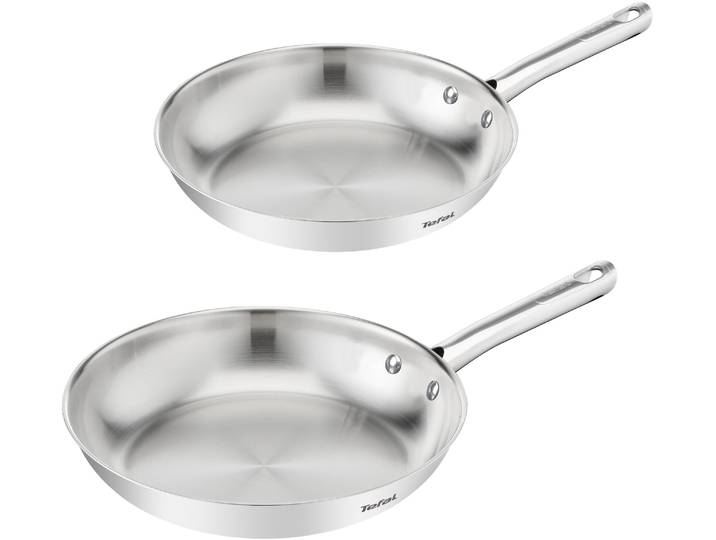 Pfannen-Set TEFAL Duetto On , edelstahl, Pfannen, Pfannen-Set, 24/28 cm, unversiegelt, Induktion, genieteter Griff, backofengeeignet
