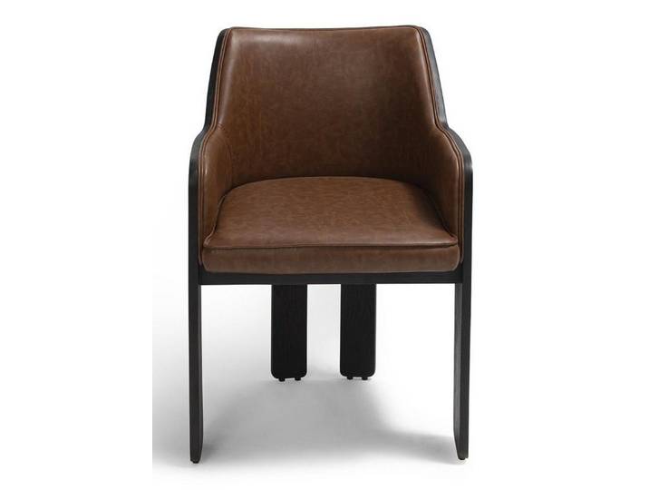 JVmoebel Esszimmerstuhl Stuhl Design Braun Kunstleder Holz Schwarz Ergonomisch Komfort Stil, Made in Europa