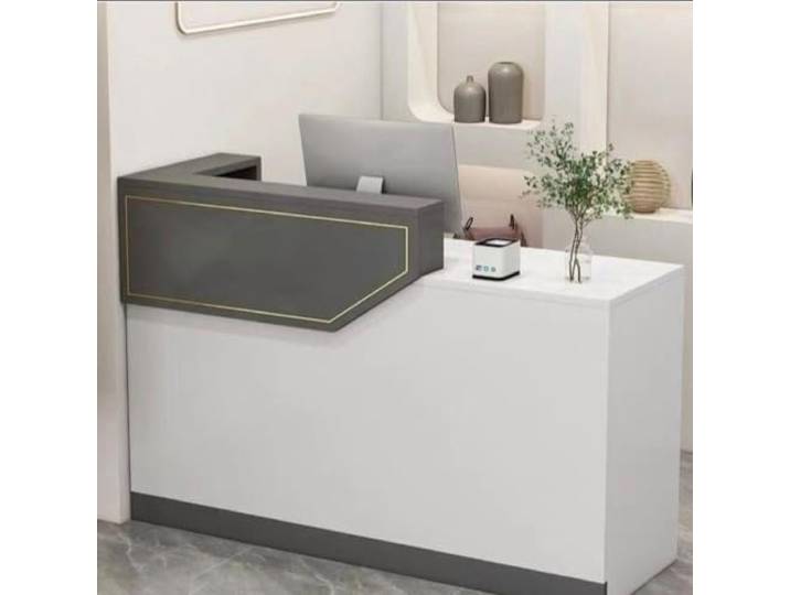 LVYWEX Empfangstresen für Empfangsbereiche Büros Rezeptionen Hotels Rezeptionstheken mit Abschließbarer Schublade und Schrank Tresen, Tastaturablage,(Black+White/Right,39in)