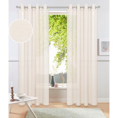 Gardine OTTO HOME "Kyllo", beige (creme), B:140cm H:245cm, Polyester, Polyester, Gardinen, Gardine, Leinen-Look, halbtransparent, Ösen- Aufhängung, Pflegeleicht