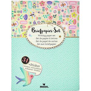 Moses Briefpapier 026214, Flowers & Friends, A5, 100 g/m², 20 Blatt + 20 Umschläge