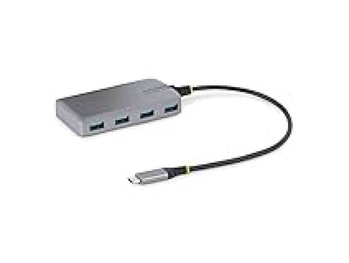 StarTech Hub USB-C vers 4x USB-A, 5Gbps, Alimenté par USB, Entree Aux, 30cm Station d'accueil, dock, Wake on USB, Mini hub de bureau, USB 3.0, Portable