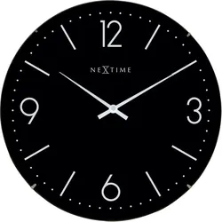 Nextime Quarzwanduhr Basic Dome Ø 35 cm Kunststoff Schwarz