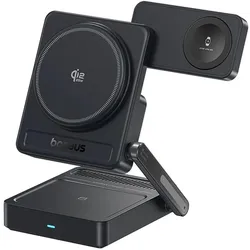 Baseus PicoGo AF21 3-in-1 Qi2.2 35W Kabelloses Ladegerät (35 W), Wireless Charger, Schwarz