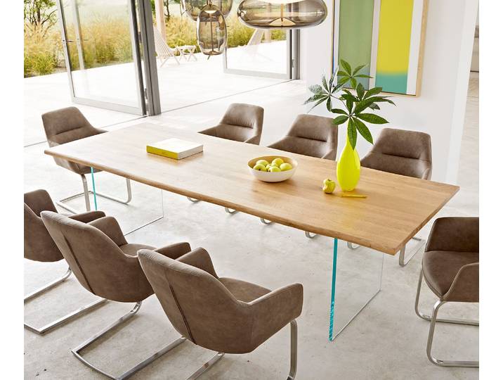Esstisch Edge 260x100x2,5-3 Eiche Natur Glas Live-Edge, Esstische, Baumkantenmöbel, Massivholzmöbel, Massivholz
