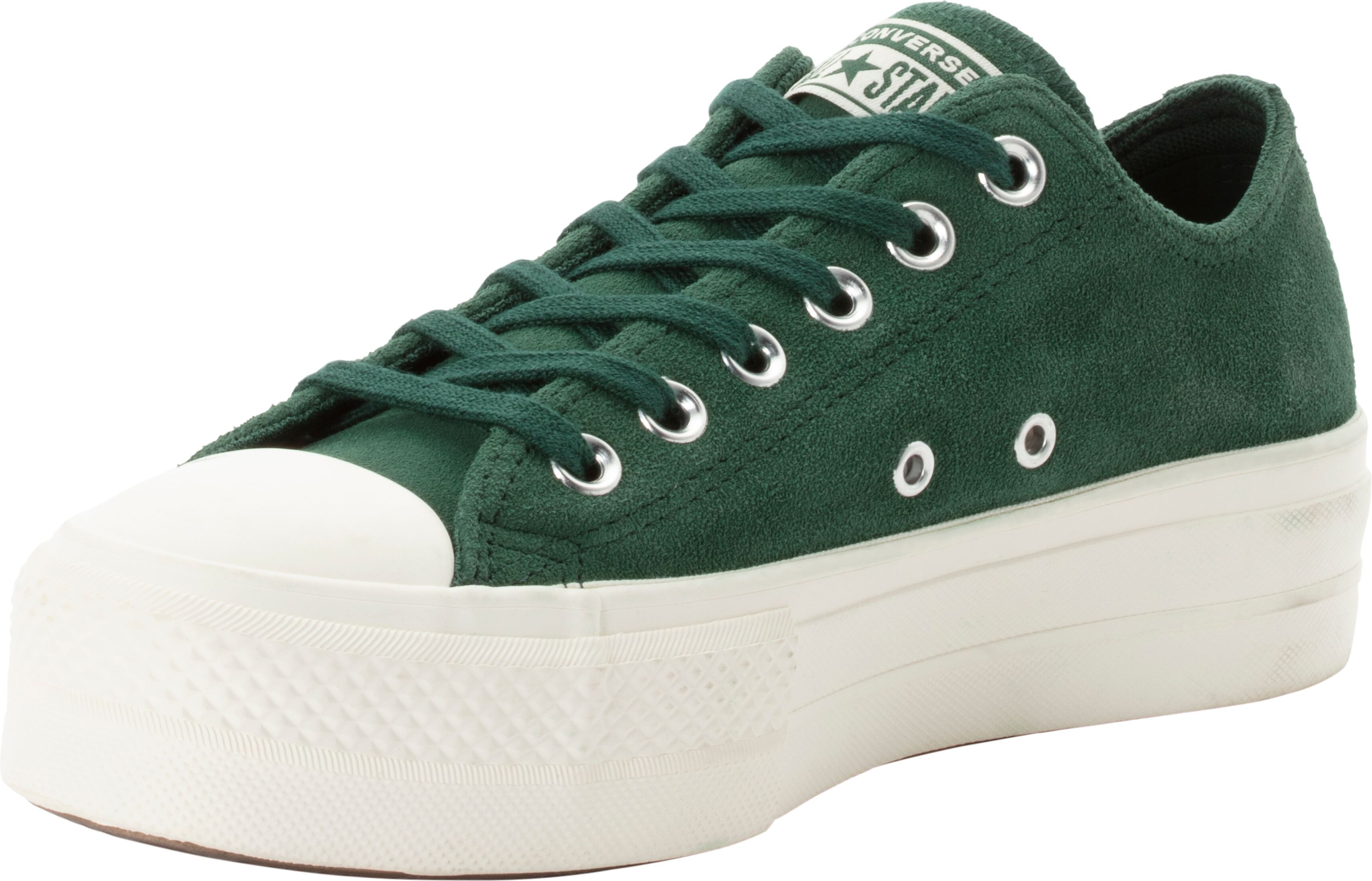 Sneaker CONVERSE "CHUCK TAYLOR ALL STAR LIFT PLATFORM COLORFUL SUEDE", Damen, Gr. 39,5, grün (branch out, branch out, egret), Leder, Schuhe Sneaker branch out, branch out, egret 39,5