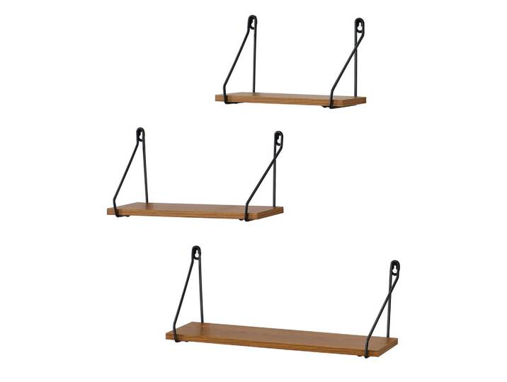 [en.casa] Wandregal-Set 3 Tlg. Randers, Schwarz, Metall, 26.5x17.5x14 cm, Wohnzimmer, Regal, Wandregal