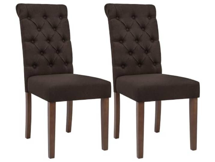 CLP Esszimmerstühle 2er Set gepolstert mit Lehne Lisburn, Küchenstühle mit bodenschonenden Stuhlbeinen aus Kautschukholz - Farbe: braun, Material: Stoff