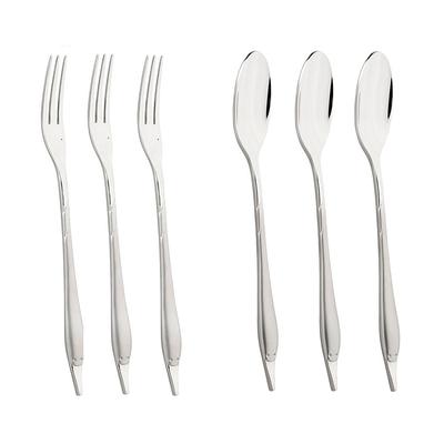 Besteck-Set MULEX "Mini Besteck bestehend aus 3x Löffeln und 3x Gabeln", silber (silberfarben), 6 Stk., Chromstahl, Essbesteck-Sets, praktisch für Camping, Picknick, Wandern - oder einfach für den Salat
