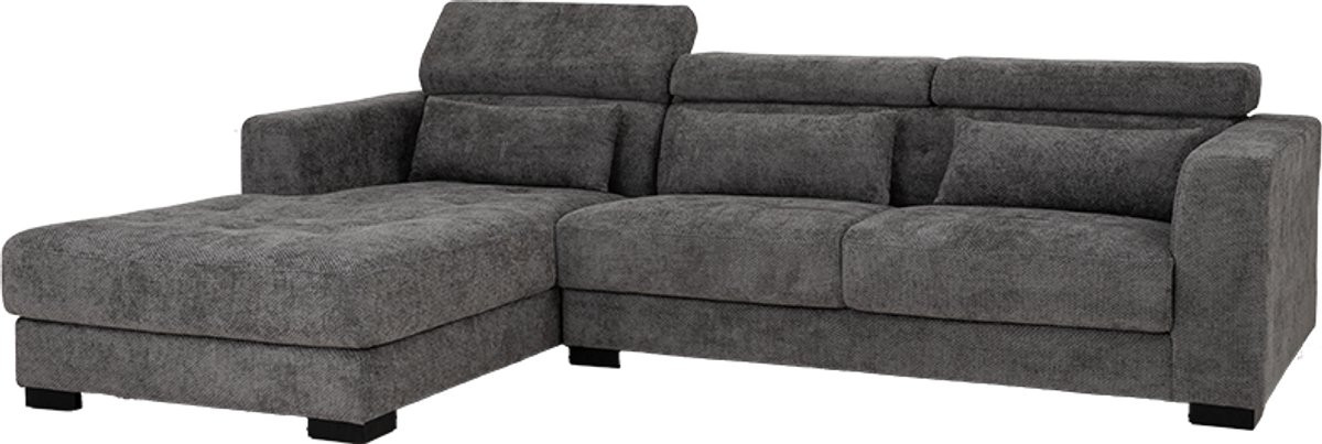 Tower Living Brighton Chaise L + 3-AR hoekbank, lichtgrijs stof XS85 19