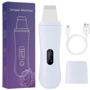 Uplift Essentials Elite Ultrasonic Facial Skin Scrubber & Pore Cleaner scraper White