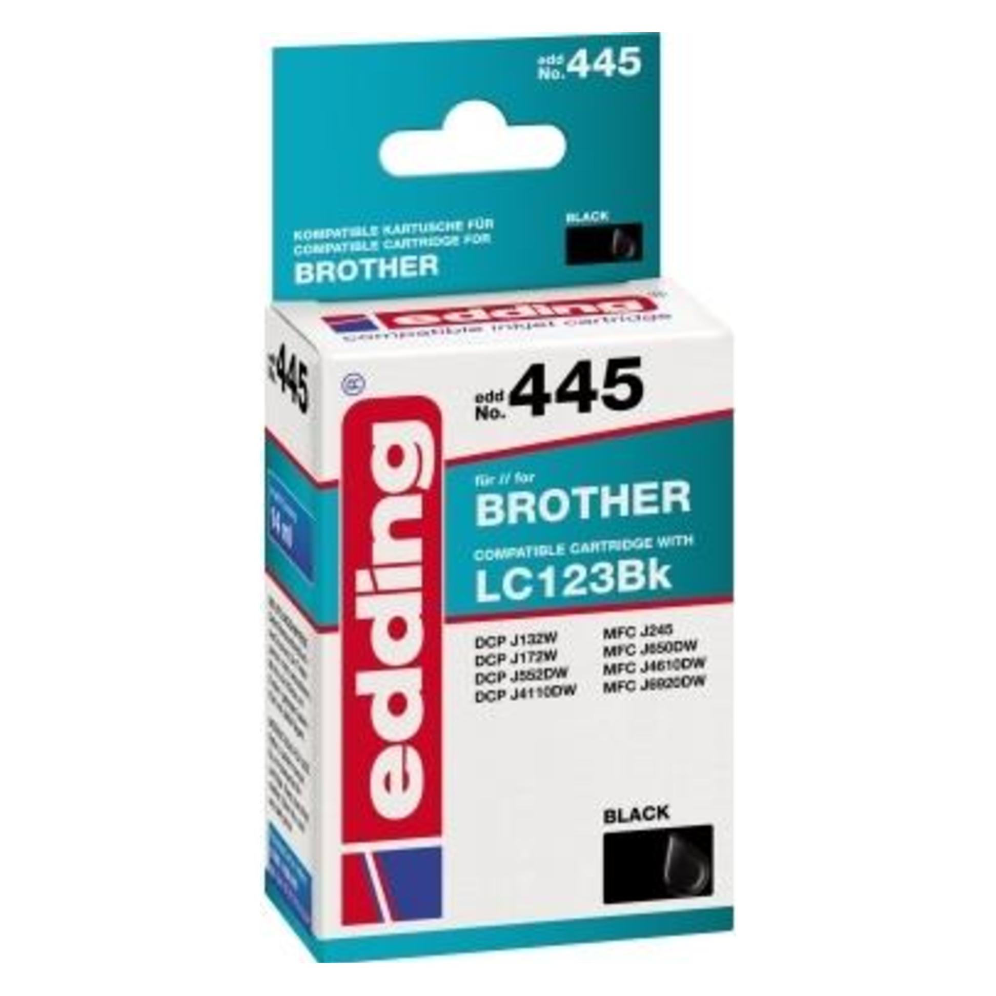 Edding EDD-445 schwarz Druckerpatrone kompatibel zu brother LC-123BK (BK) (18-445/18-445-01)