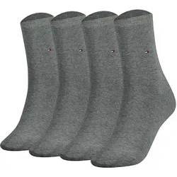 TOMMY HILFIGER Damen Socken, 4er Pack - Classic, Strümpfe, einfarbig Hellgrau / 35-38