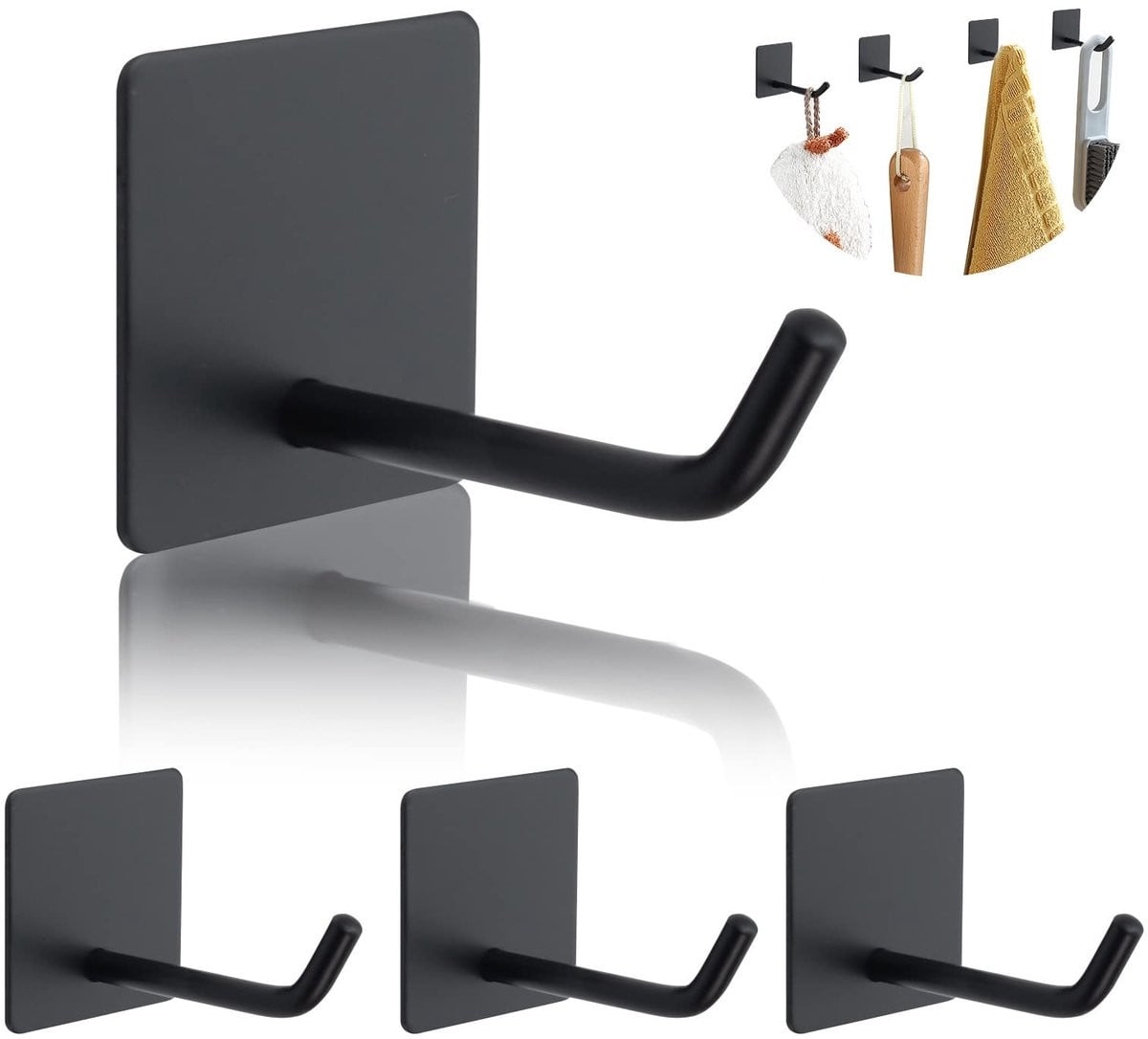 Dailygoods Wandhaken 4 stuks - Zelfklevend - Roestvrij staal - Heavy Duty - Waterdicht
