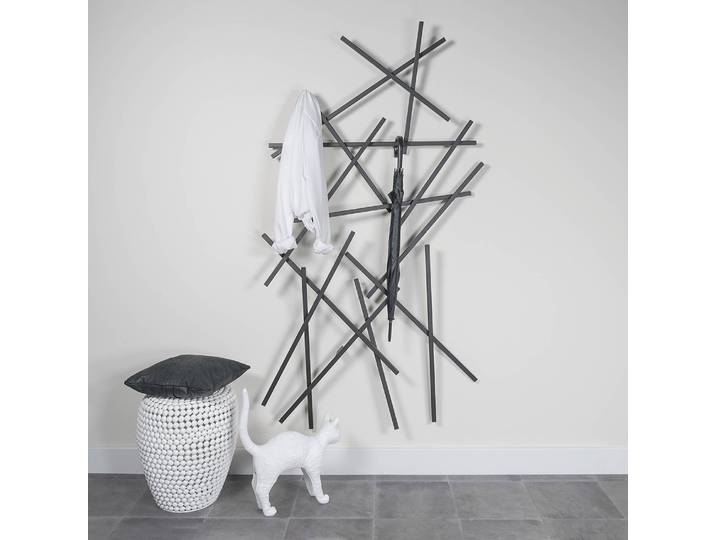 Wandgarderobe Matches groß 100 x 184 x 15cm Schwarz/Schwarz