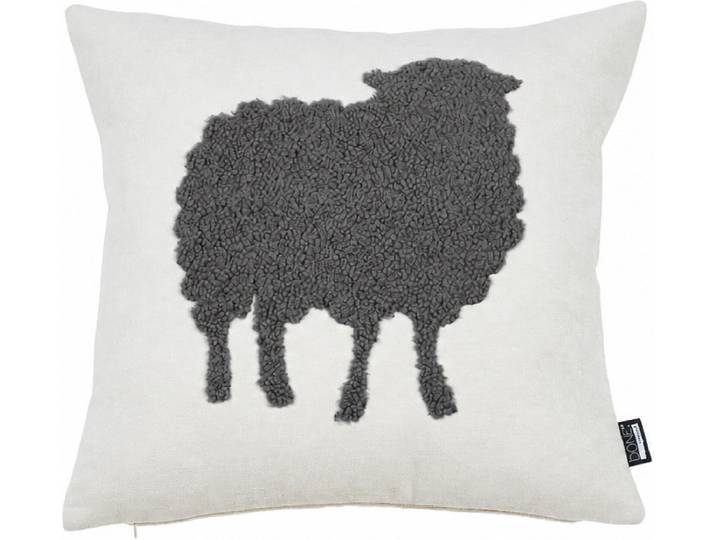 Dekokissen DONE. SHEEP , grau (beige, anthrazit), B:45cm H:1cm L:45cm, Polyester, Dekokissen_Sitzkissen_Kissenhüllen, Dekokissen, Extra weiche Haptik