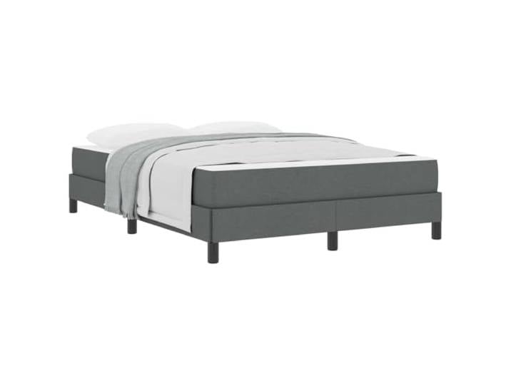 PUGYNBK Boxspringbett mit Matratze, dunkelgrau, 140 x 190 cm Gepolstert mit atmungsaktivem Stoff, Struktur aus Holz und Metall, Taschenfedern, minimalistisches Design