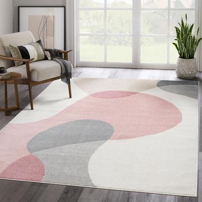 Abani Rugs Deco DEC120A Cream Pink Mid Century Area Rug