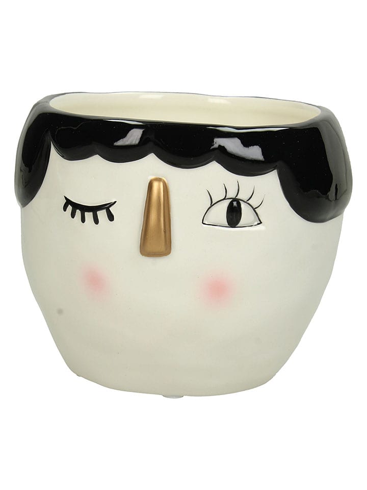 Kersten Blumentopf ''Face'' in Creme/ Schwarz - (H)11 x Ø 13 cm - onesize