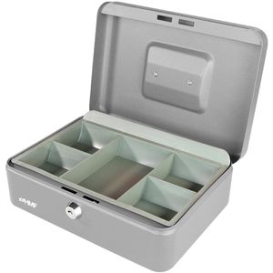 HMF Geldkassette 10125 09, mit Zylinderschloss, 25 x 9,5 x 18 cm, silberfarben