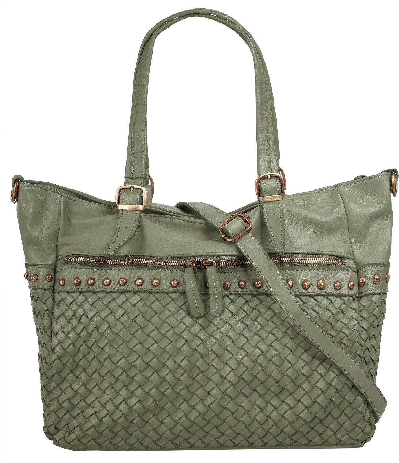 Shopper SAMANTHA LOOK "SAMANTHA LOOK Damen echt Leder, Made in Italy", Damen, Gr. B/H/T: 40cm x 40cm x 13cm onesize, grün, Leder, Taschen Shopper, echt Leder, Made in Italy