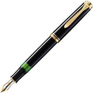 Pelikan Füller Souverän M400, Feder F, schwarz, 14-Karat Bicolor-Goldfeder
