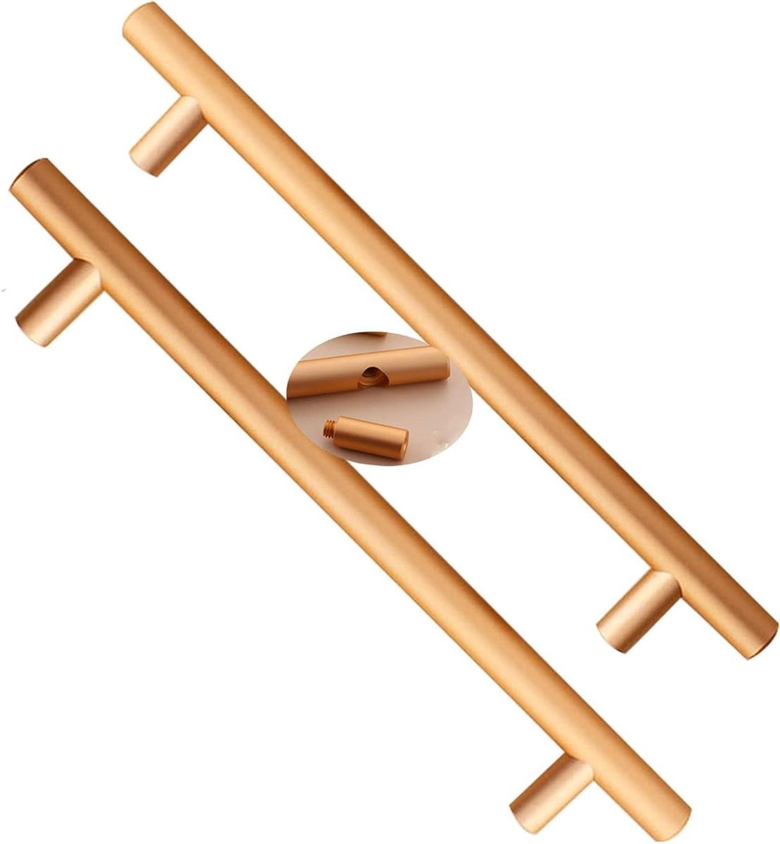 Ladegrepen T Bar Kastknoppen - 2 stuks - Aluminium - Roségoud