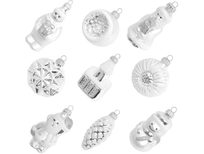 Christbaumschmuck KREBS GLAS LAUSCHA KGL03402 , silber (silberfarben), B:4cm H:3cm T:7cm, Glas, Weihnachtsbaumschmuck, Christbaumschmuck, Formen- & Figuren-Set aus Glas