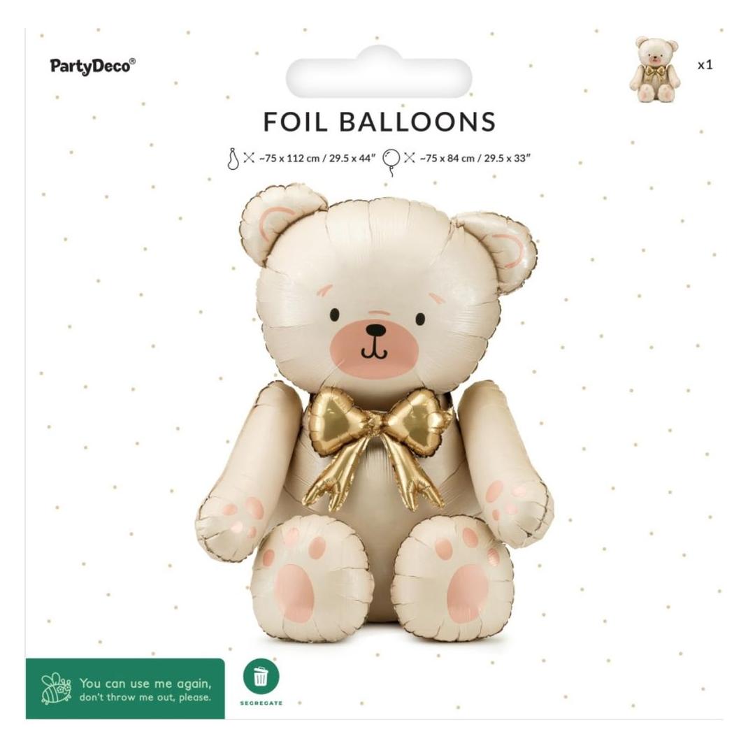 Partydeco Ballon Alu - Ourson Assis (84cm) (1x) (5904555086500)